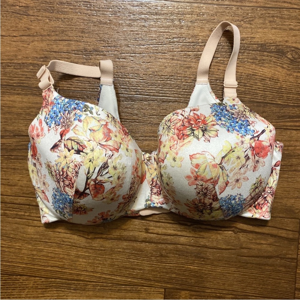 Cacique spring floral balconette bra SZ 38F EUC